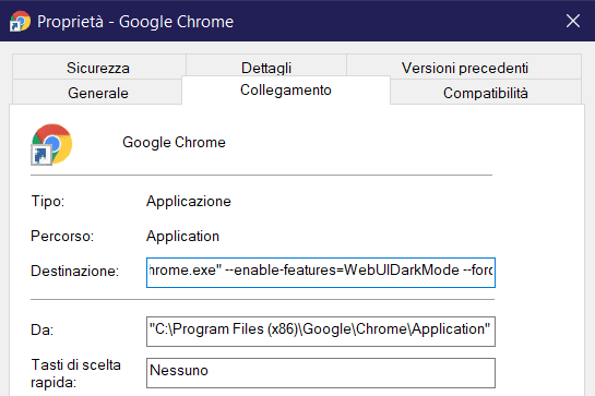 proprietàchromedarkmode