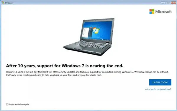 Windows 7: come interrompere la notifica di fine supporto