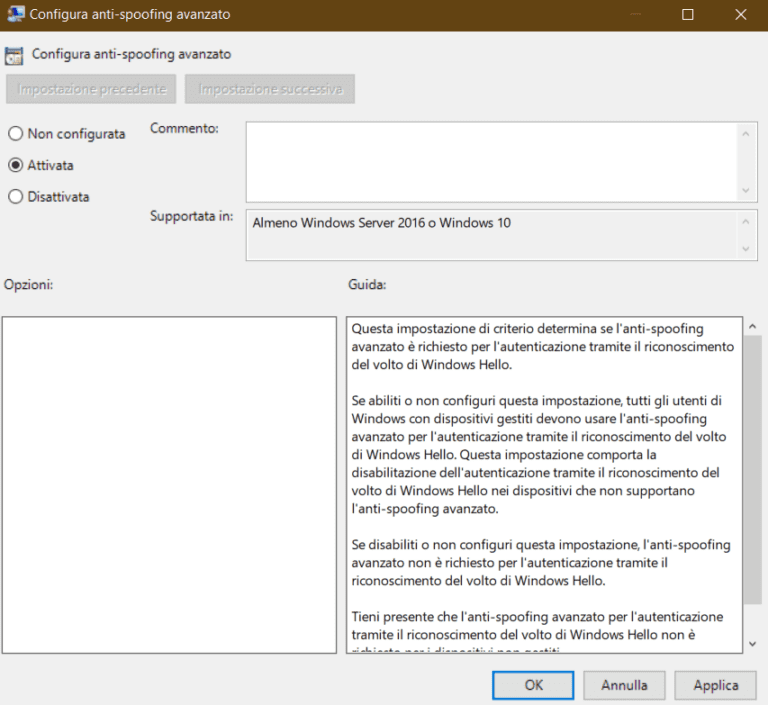 HOW TO Windows Hello come attivare la protezione antispoofing avanzato