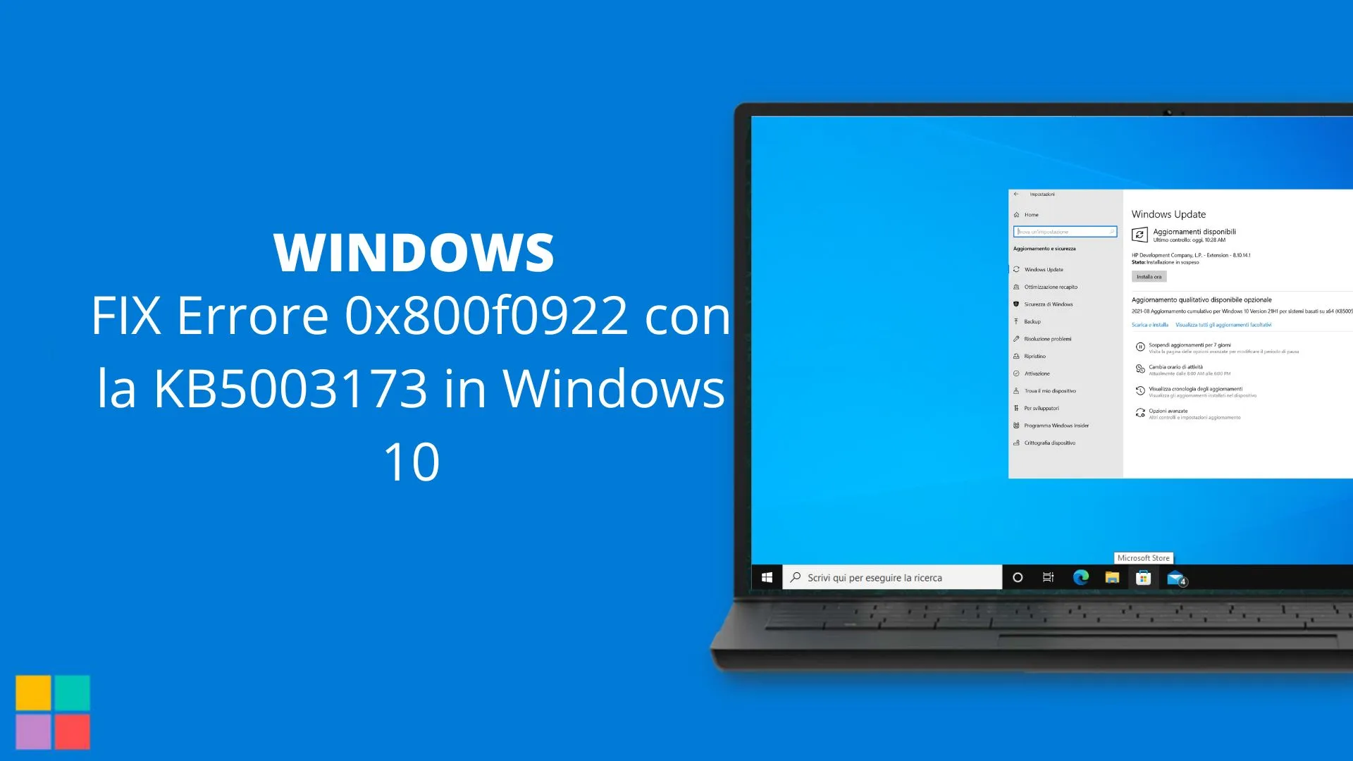 FIX Errore 0x800f0922 con la KB5003173 in Windows 10