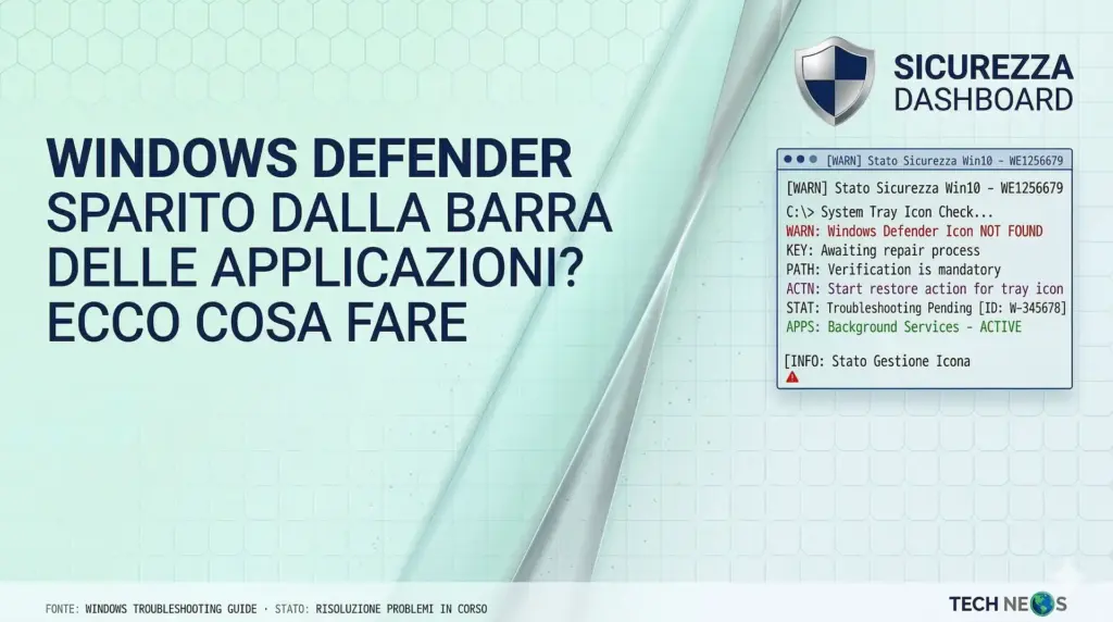 Windows Defender sparito dalla barra delle applicazioni? Ecco cosa fare