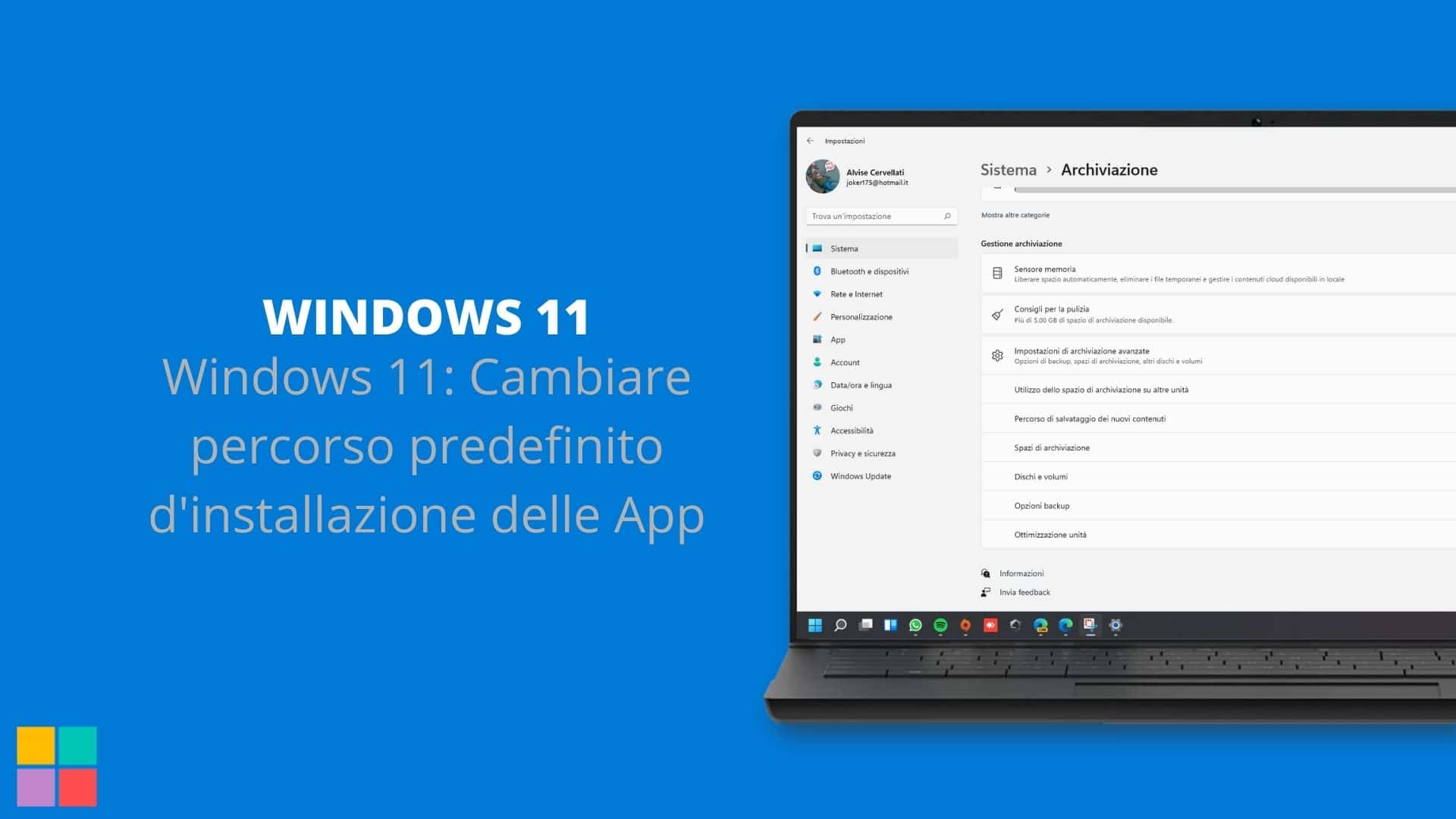 Windows 11: Cambiare percorso predefinito d'installazione delle App