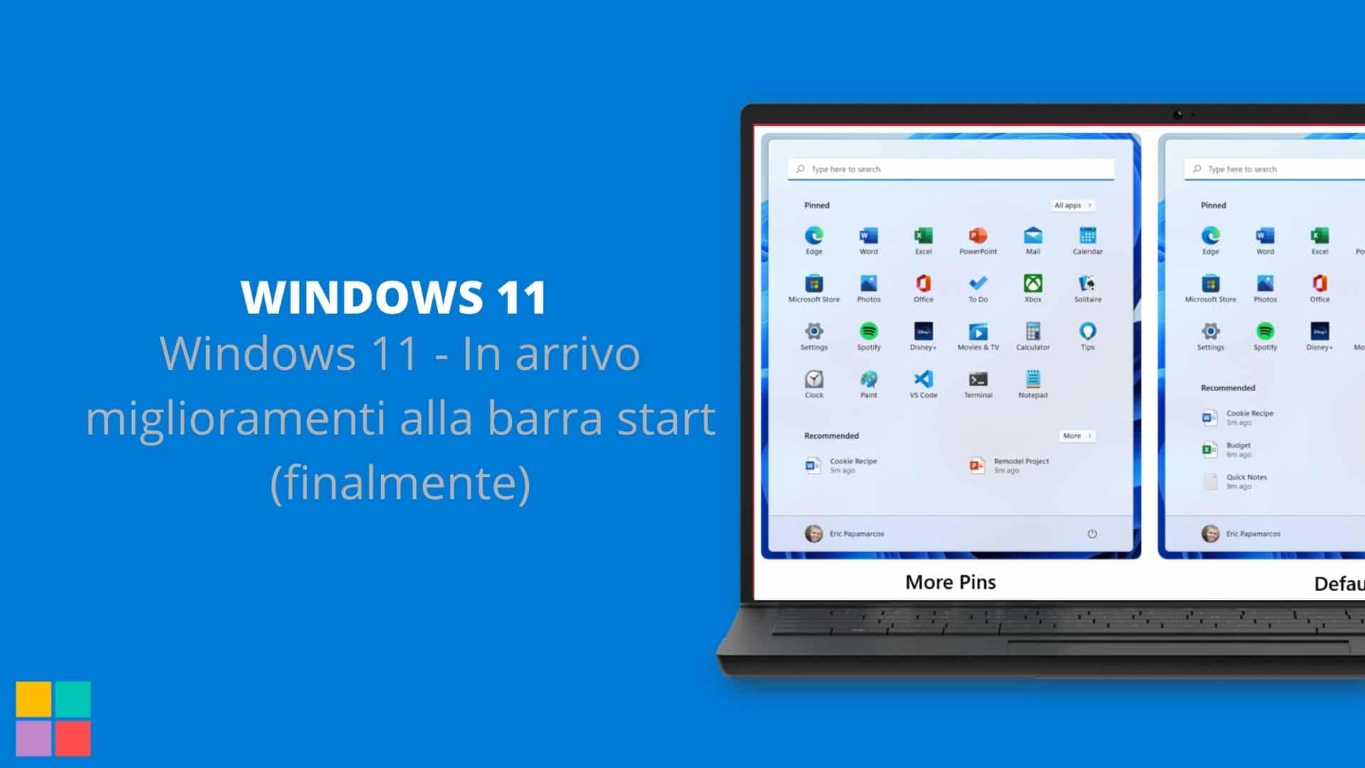 Windows 11 - In arrivo miglioramenti alla barra start (finalmente)