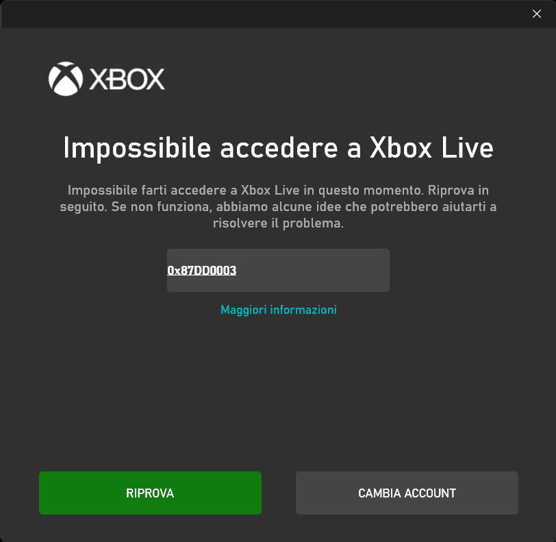 XBOX Live: Errore 0x87DD0003 a livello globale, cosa sta accadendo