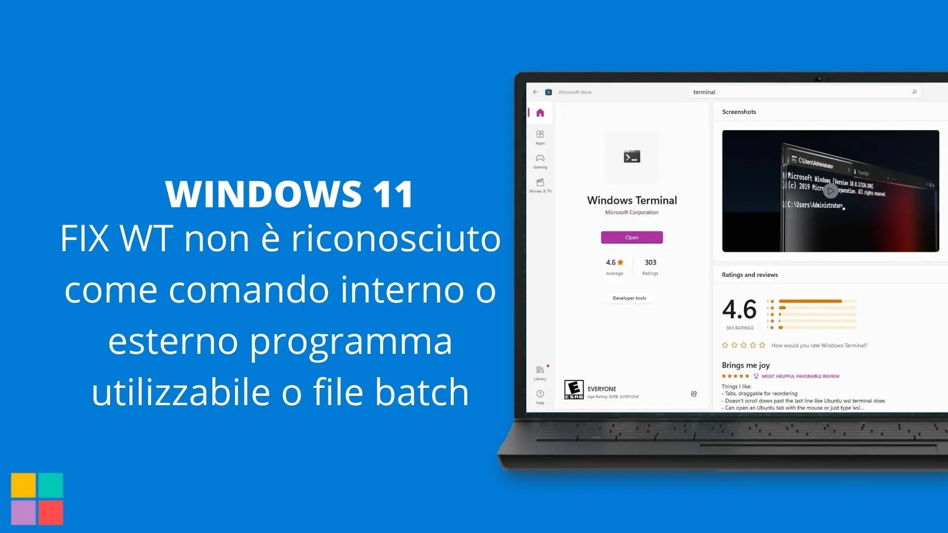 FIX WT non è riconosciuto come comando interno o esterno programma utilizzabile o file batch