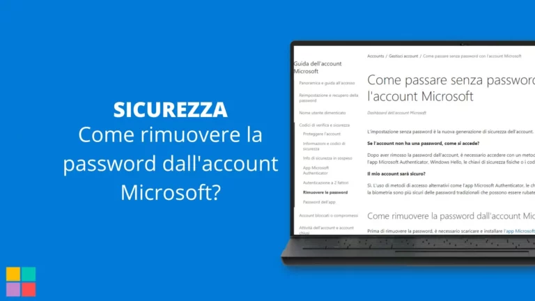 Come rimuovere la password dall'account Microsoft?