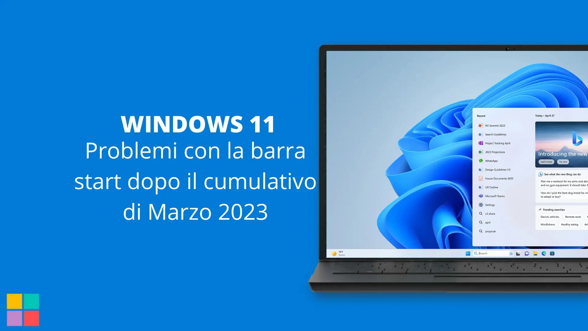 Problemi con la barra start dopo il cumulativo di Marzo 2023