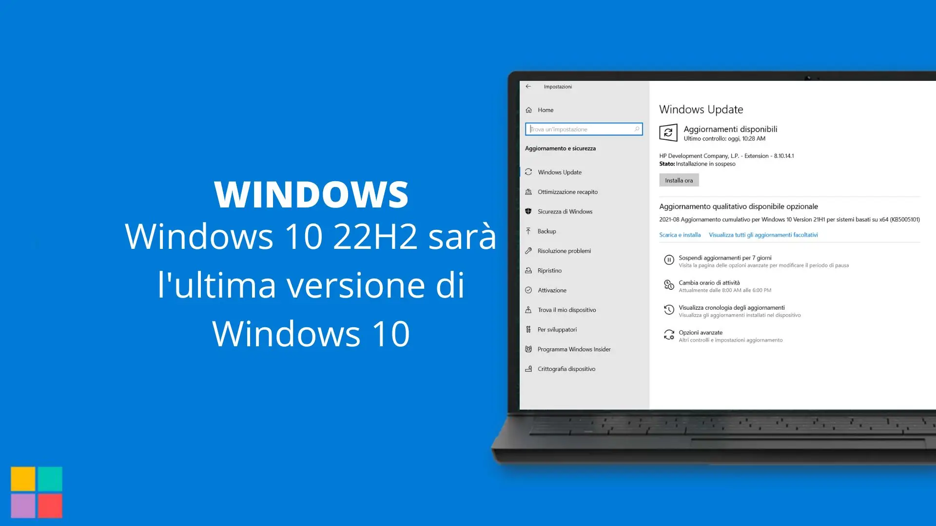 Windows 10 22H2 sarà l'ultima versione di Windows 10
