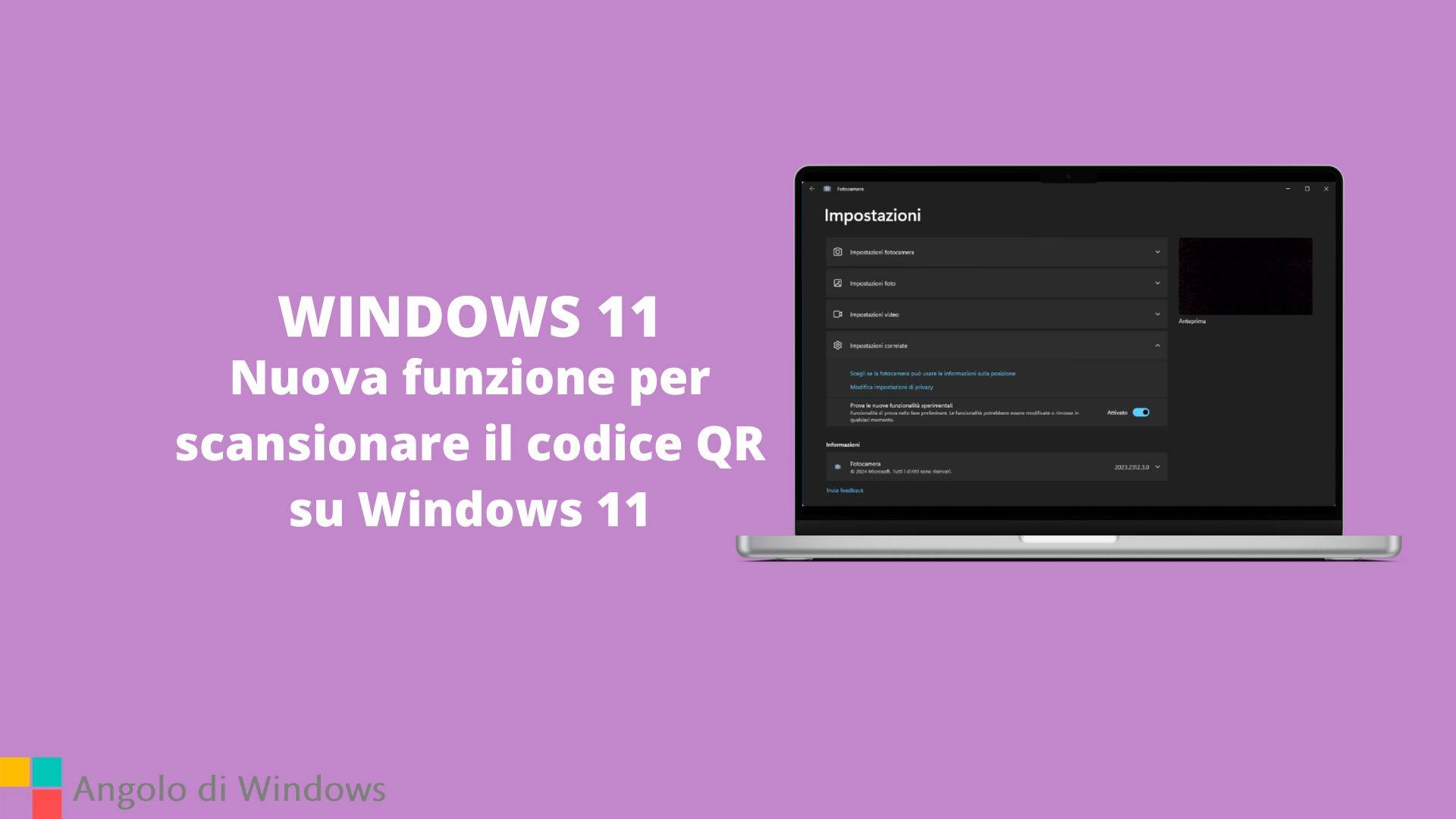 Nuova funzione per scansionare il codice QR su Windows 11
