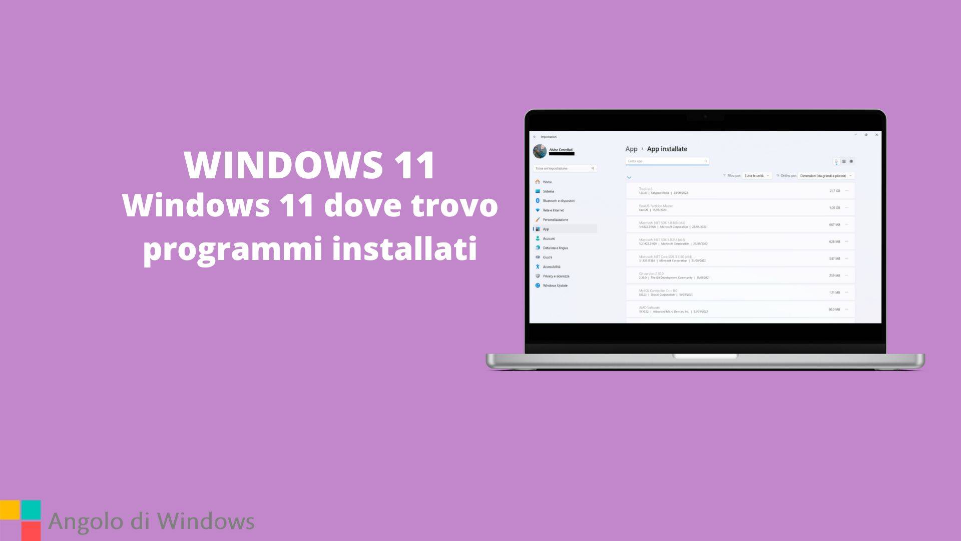Windows 11 dove trovo programmi installati