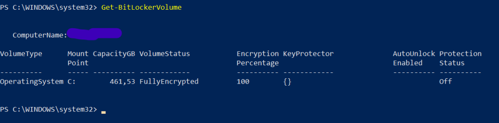 Come controllare lo stato di avanzamento BitLocker in Windows - comandi get-bitlockervolume