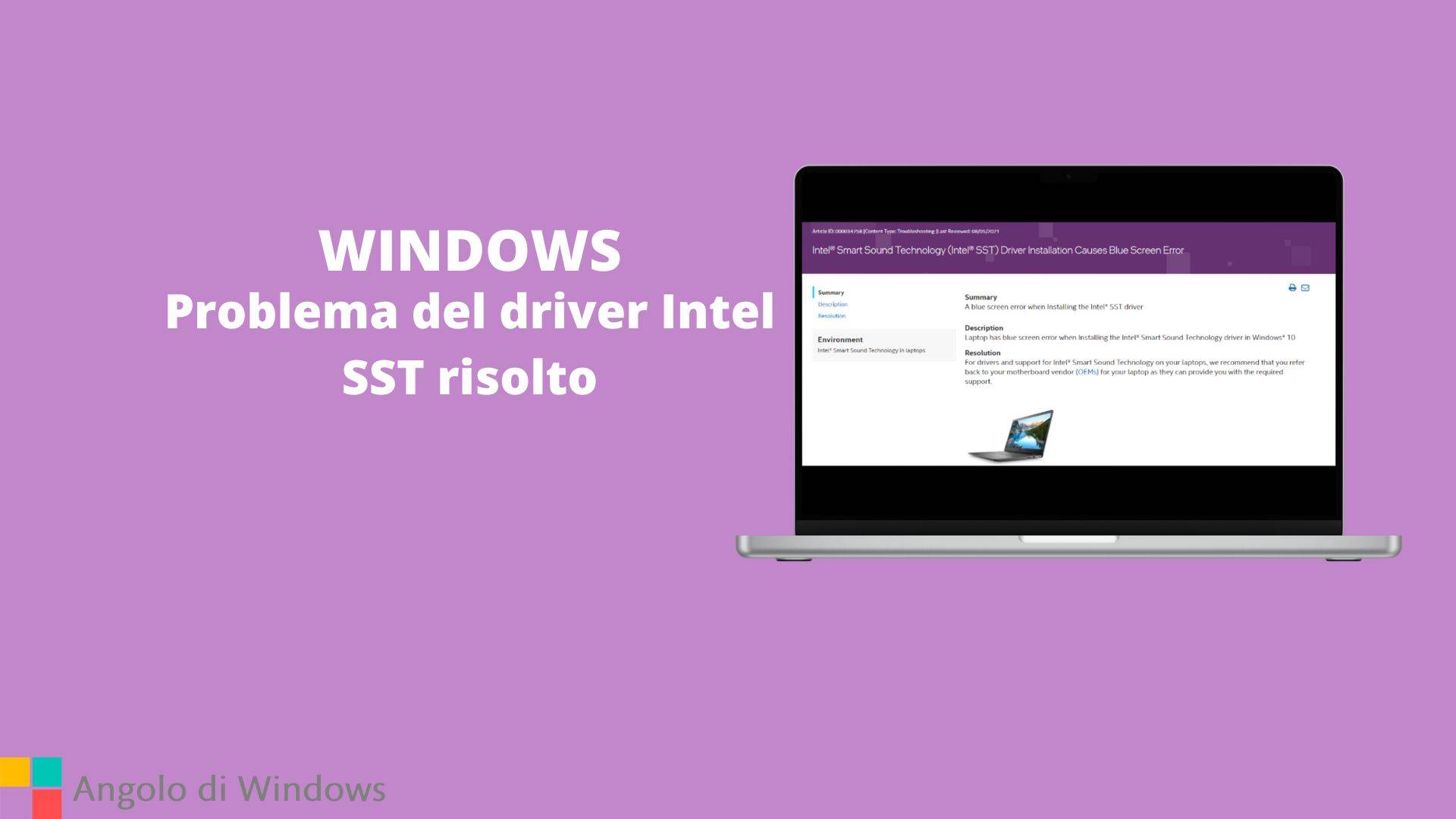 Problema del driver Intel SST risolto