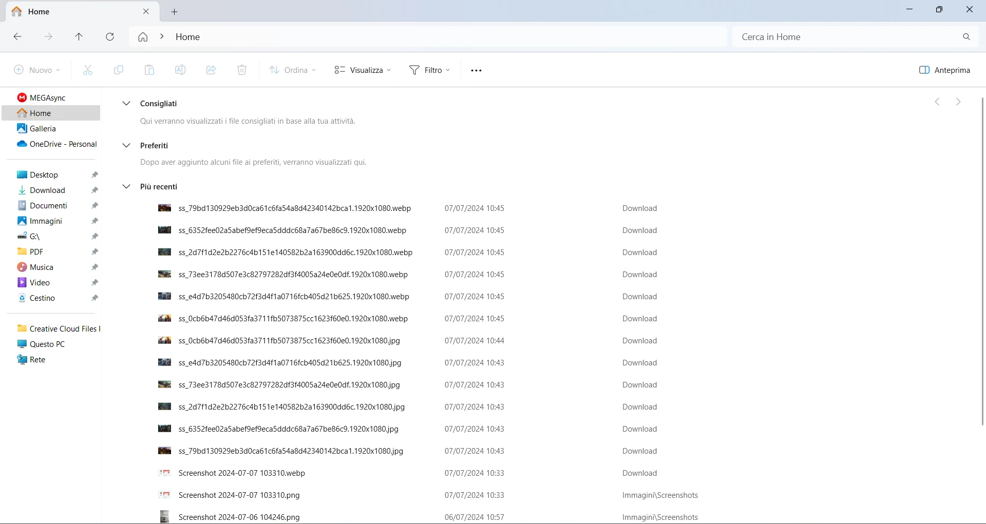 reset accesso rapido