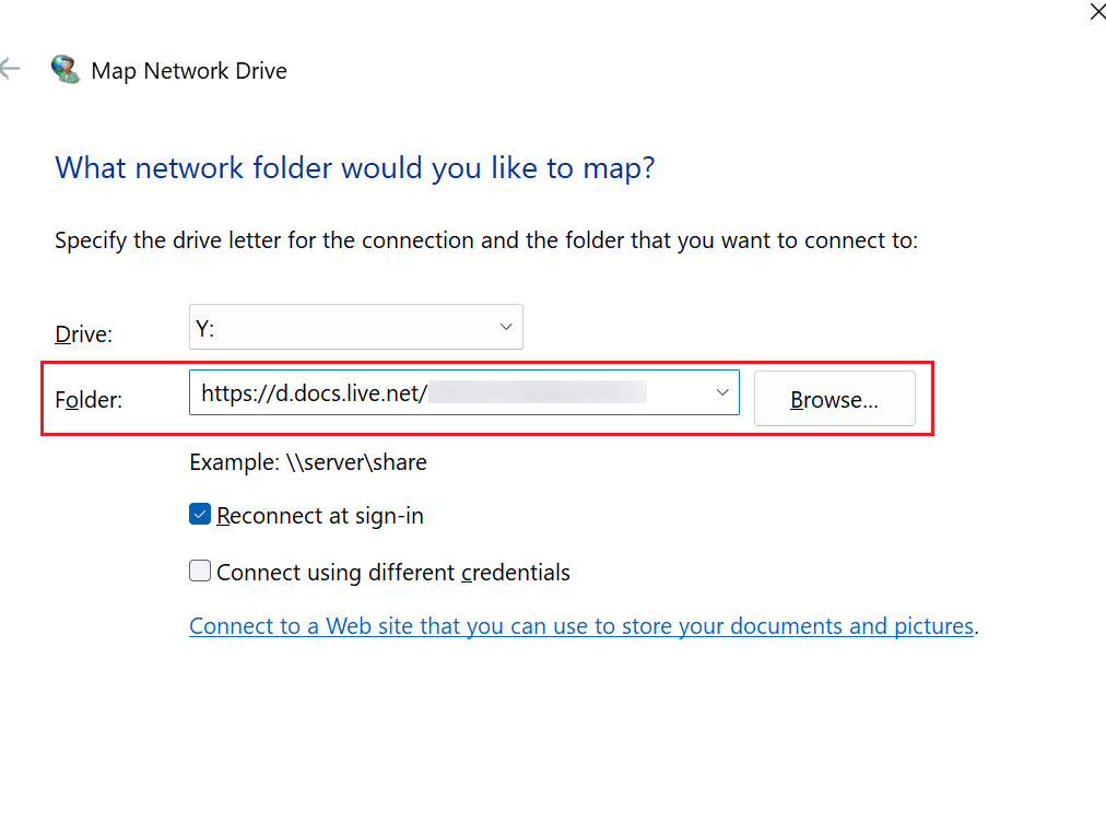 OneDrive mostra collegamenti web