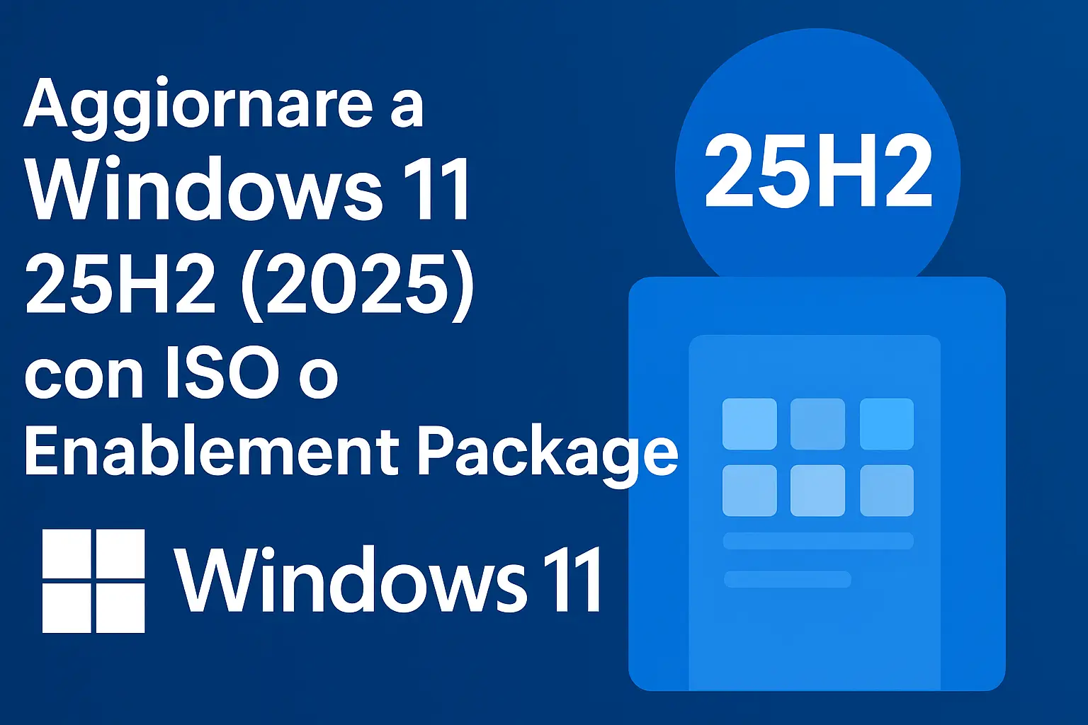 Aggiornare a Windows 11 25H2 (2025) con ISO o Enablement Package