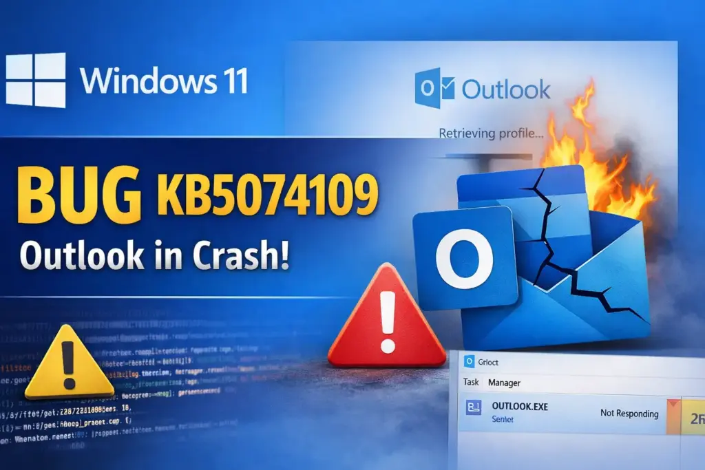 Bug di Windows 11 24H2: l’aggiornamento KB5074109 manda in crash Outlook classico
