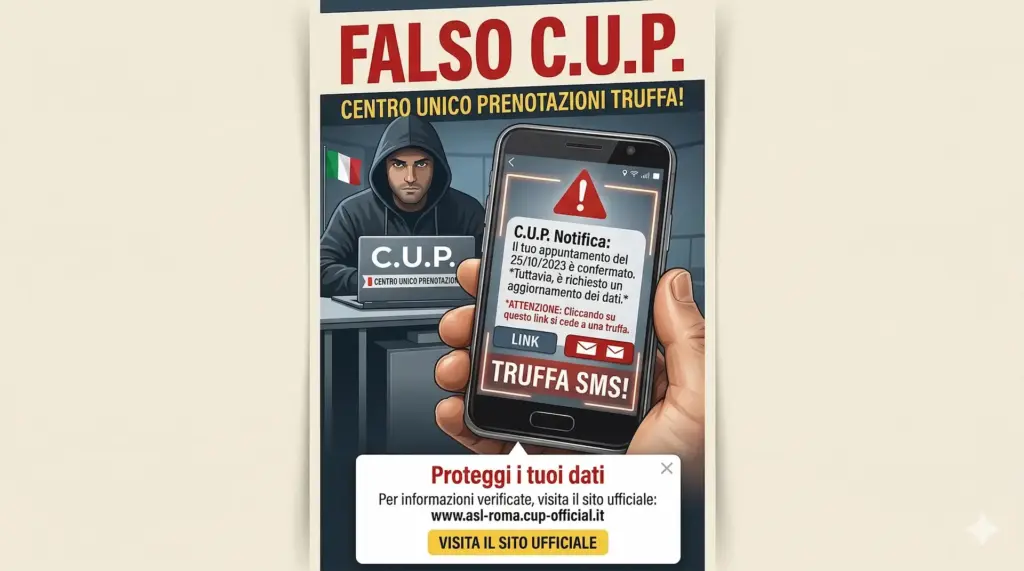 Attenzione! La truffa SMS "C.U.P. Centro Unico Polivalente" sta colpendo migliaia di italiani: non richiamate il numero dello SMS!