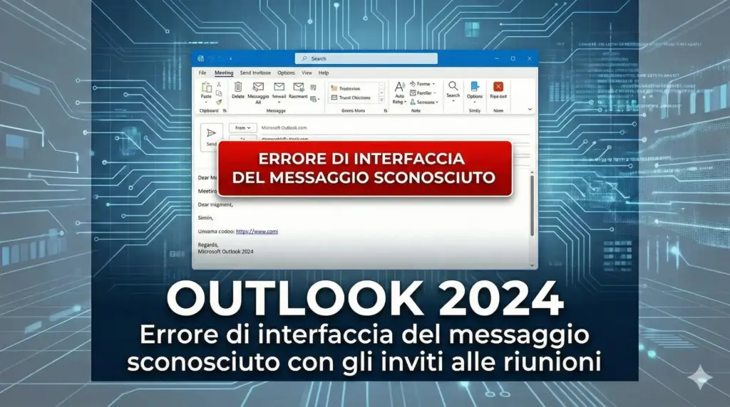 utlook 2024: errore di interfaccia del messaggio sconosciuto con gli inviti alle riunioni