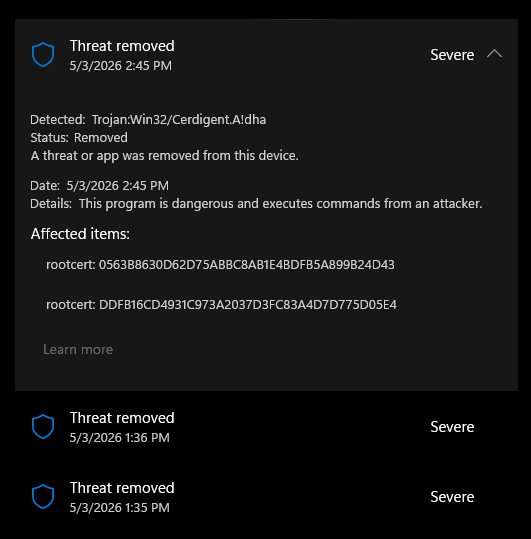 Trojan:Win32/Cerdigent