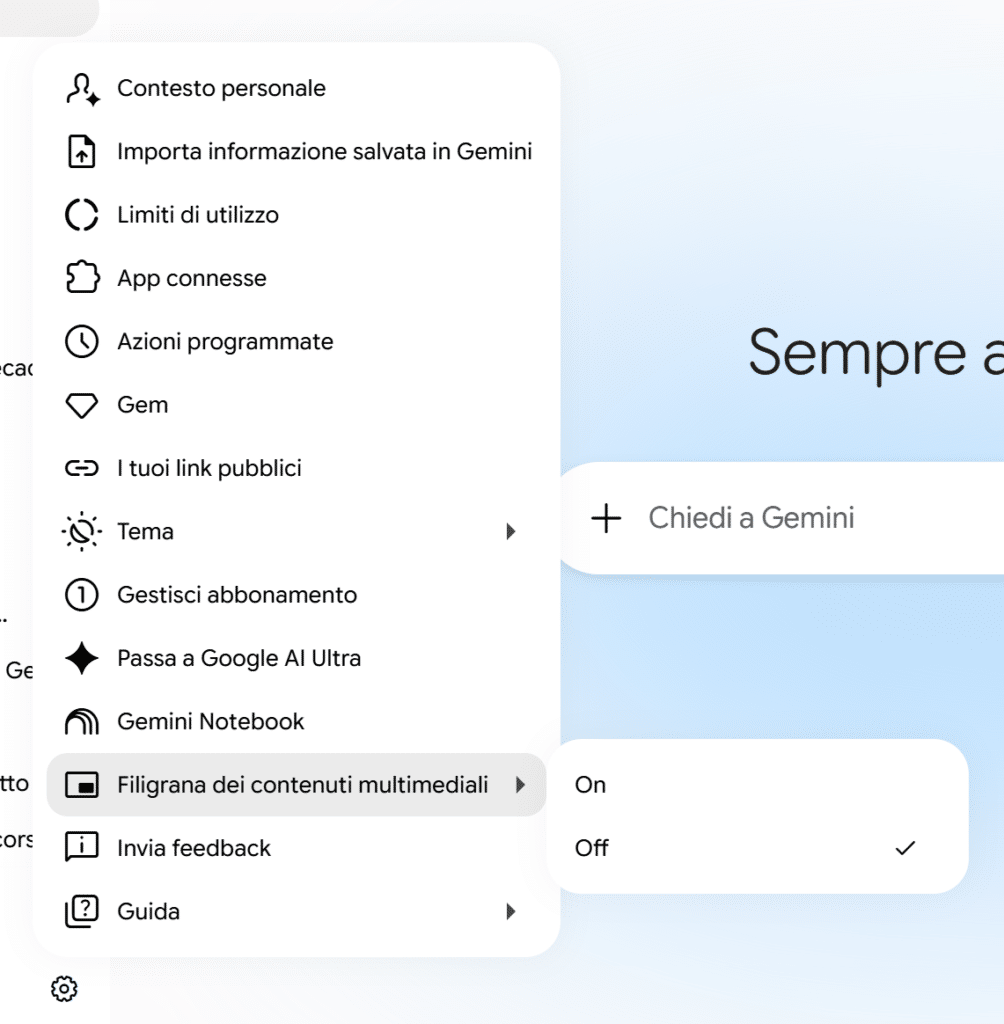 Impostazioni di Gemini online